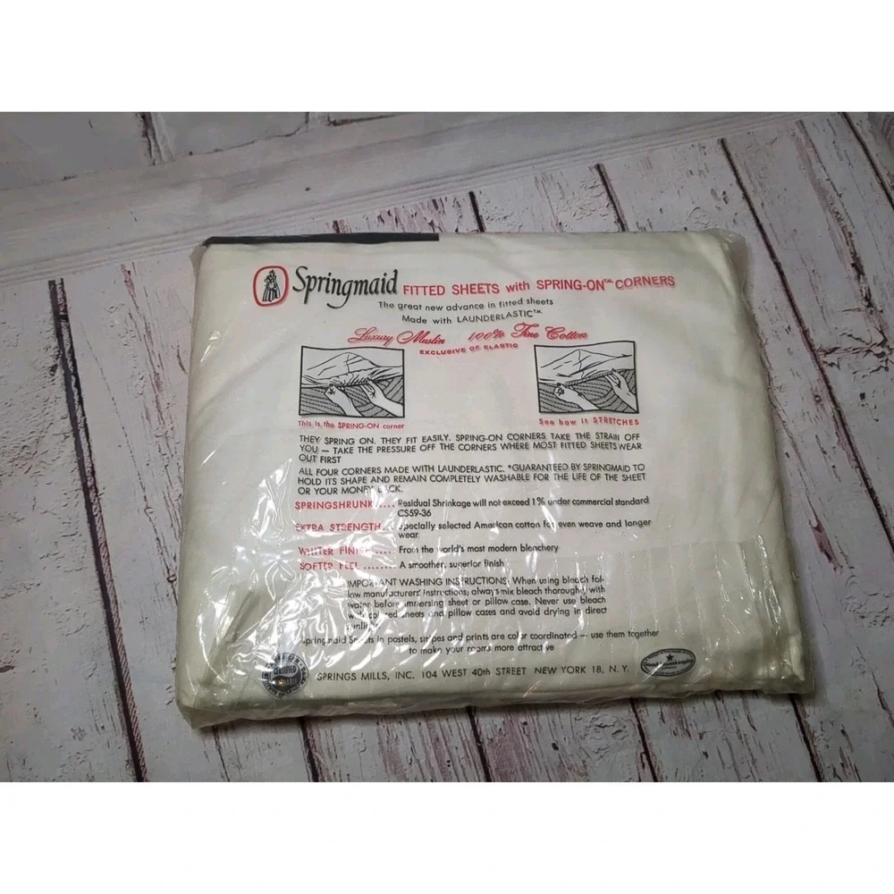 Vintage SPRINGMAID Double‎ Fitted 54x76 100% Fine Cotton Luxury Muslin White